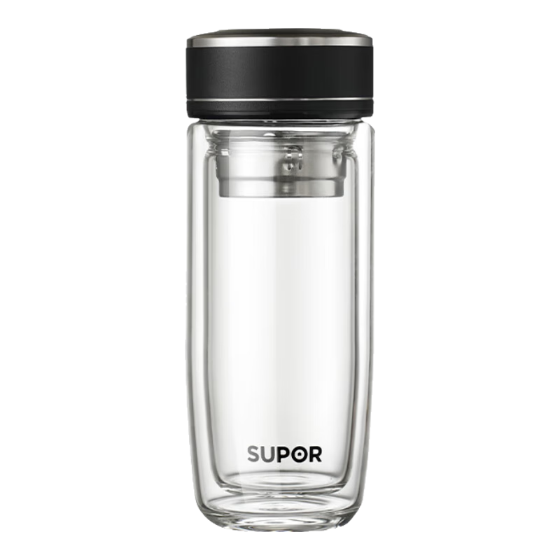 苏泊尔（SUPOR）鹅蛋双层玻璃杯男生款家用带盖水杯男士泡茶杯茶水分离2025 鹅蛋杯【双层防烫】300ml
