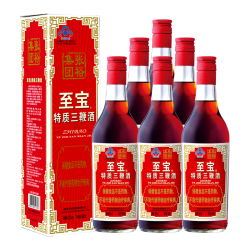 至宝 特质三鞭酒红圆人参鹿茸养生保健男35度500ml*6瓶整箱送礼