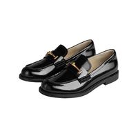 73hours女鞋慢节奏2024春黑色一脚蹬法式乐福鞋高级感小皮鞋