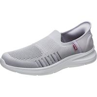 足力健 老人鞋男父亲节礼物新款舒适透气软底网面休闲鞋一脚蹬薄荷爸爸鞋 冰川灰 42