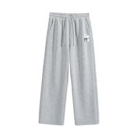 HIPANDA你好熊猫休闲裤男春秋宽松大码舒适透气重磅棉直筒裤美式高街长裤 灰#JDPok熊 M