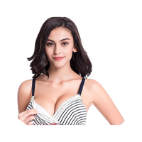 犬印本铺 精致彩条斜开哺乳内衣