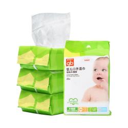 好孩子 婴儿手口湿巾植物木糖醇湿巾25片*4包小包随身便携湿巾儿童湿纸巾