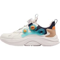 鸿星尔克（ERKE）儿童运动鞋春季男女童旋钮扣跑鞋革网透气中大童鞋子 微晶白/松石色 37码