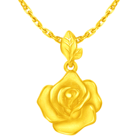 周大福 玫瑰花足金黄金吊坠 4.65g EOF1083