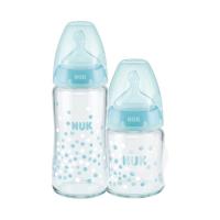 NUK 玻璃奶瓶 120ml+240ml 月锚蓝色 0-6月
