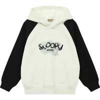 SNOOPY男童女童加绒插肩连帽卫衣2025年拼色运动衫时髦洋气儿童卫衣 黑拼 170