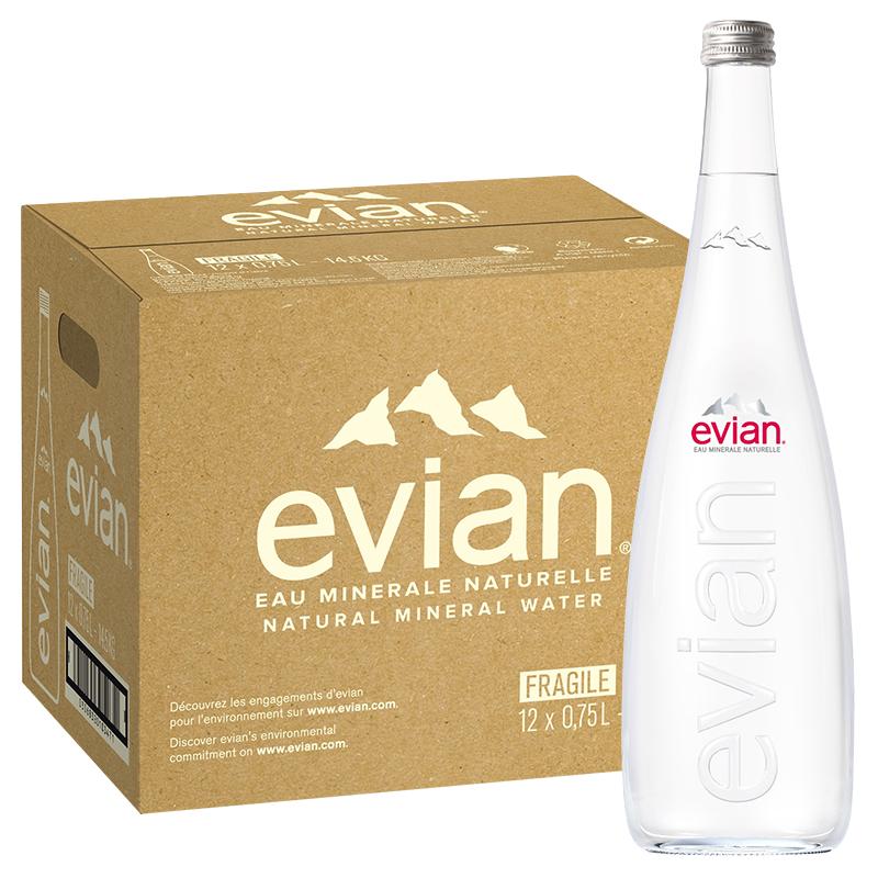 法国evian依云店玻璃瓶矿泉水330ml*20瓶*2箱