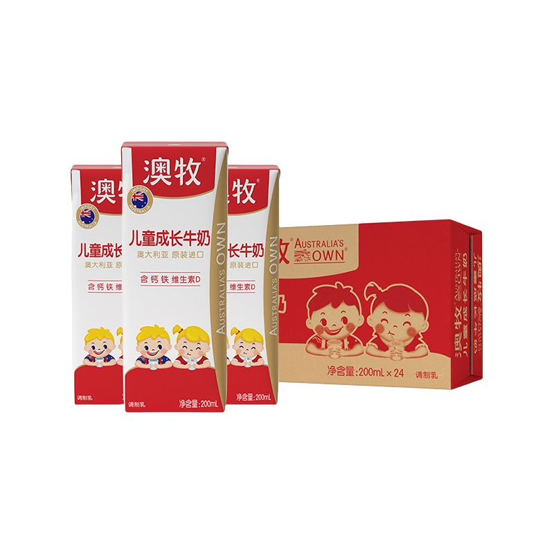  Australia's Own/澳牧 全脂 儿童牛奶  箱装 200mL 24盒