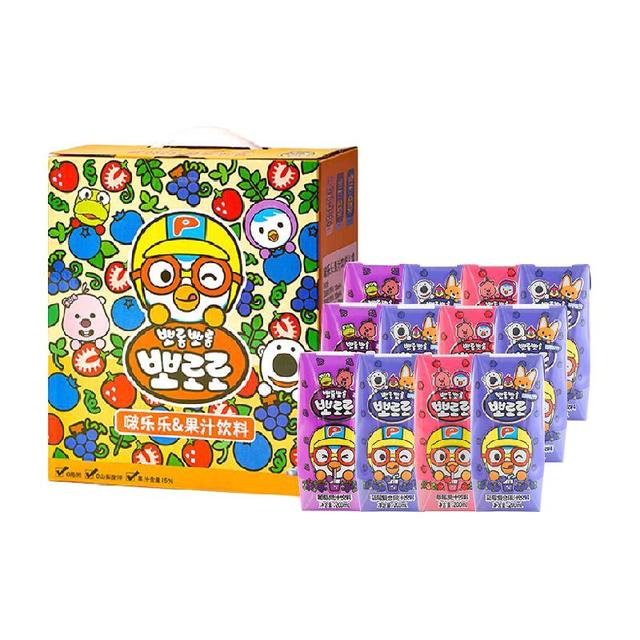 Pororo 啵乐乐儿童果汁饮料浓缩果汁200ml*12盒复合果味饮料礼盒装