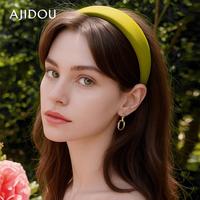 阿吉豆 发箍女高颅顶时尚简约小清新优雅织物季绿色头箍发饰