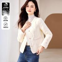 限尺码：安乃安 on&on 冬季短款拼接轻薄白鸭绒外套女上衣