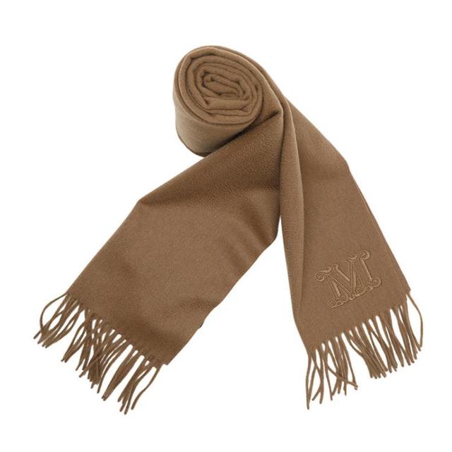 Max Mara MAXMARA 刺绣徽标纯色流苏女士羊绒长围巾披肩