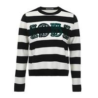 Max Mara MAXMARA 字母提花条纹宽松女士羊毛针织衫毛衣