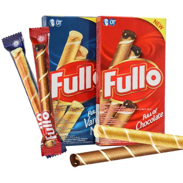 Fullo 福丽奥 巧克力印尼进口香草味注心威化饼干夹心蛋卷酥脆零食