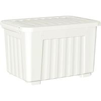 SPACEXPERT塑料收纳箱大号衣物儿童玩具收纳箱塑料整理箱书箱车载收纳箱 【白色60L】有轮三只装