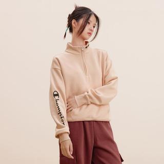 Champion 【品牌】秋冬加绒卫衣女侧袖立领套头Re-order系列