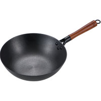 M-COOKER 铁工房 炒锅窒氮化铁锅平底炒菜锅不易粘锅燃气电磁炉炒锅30cm带盖年轮款
