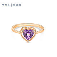 谢瑞麟（TSL）几何魅力晶石系列半宝石水滴爱心戒指女生63894-63896 63896爱心 圈口