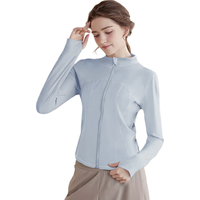 生活秀（Livex）瑜伽服女长袖外套跑步训练服速干紧身防晒运动衣 紫罗兰 清水蓝 L（105-115斤）