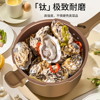 双喜钛高压锅燃气灶电磁炉防爆快煮煲汤煮饭不粘锅家用防爆压力锅 钛陶瓷防粘/3-4人使用/ 22cm 5.5L
