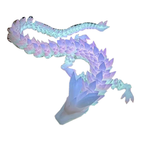 奔奔兔过家家3D打印夜光水晶龙中国龙创意手办全关节可动夜光摆件玩具 夜光彩虹 水晶龙22cm
