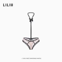 LILIU |纯欲性感蕾丝内裤女御姐诱惑挂脖绑带镂空低腰三角裤