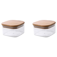 双艺 厨房调料竹盖密封罐460ml *2个