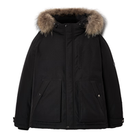 JACK&JONES/杰克琼斯 防泼水 男士羽绒服 貉子毛领 黑色 M