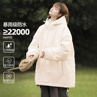 one more山系加绒棉服外套女秋冬季2025防水登山服工装夹克S M
