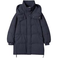 对白 【90白鸭绒】2025冬装女式连帽中长款羽绒服通勤保暖外套