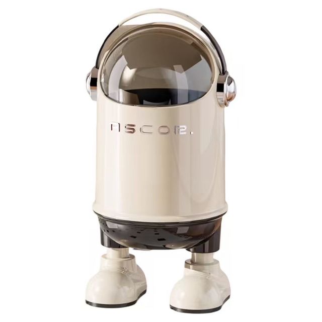 艾仕可 ASCOR 太空人客厅垃圾桶 电镀款-奶油白 13L