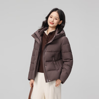 雪中飞【至12.07】2025冬羽绒服女短款过冬小个子百搭连帽保暖 咖色|7406 M /160/84A