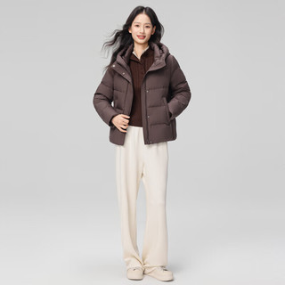 雪中飞【至12.07】2025冬羽绒服女短款过冬小个子百搭连帽保暖 咖色|7406 M /160/84A