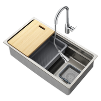 九牧(JOMOO)不锈钢压纹滤渣窄边双轨水槽大单槽厨房洗菜盆75*43抽拉龙头02373