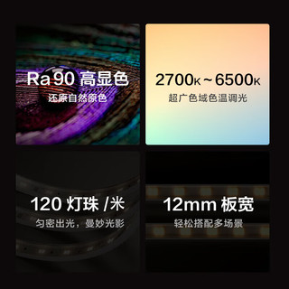 Aqara智能双色温灯带双端出线双色温无级调节Ra90家用氛围灯背景墙5m 双色温