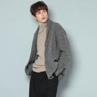 保暖服饰：皮皮狗 秋季V领绞花针织开衫潮流时尚加厚男士羊绒衫