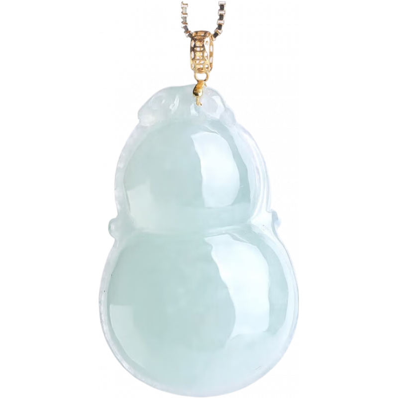 祥祯福珠宝（XIANGZHENFU JEWELRY）18k金镶嵌翡翠葫芦吊坠女款糯冰种葫芦挂坠