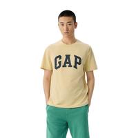 Gap男女装2025春季纯棉印花logo圆领短袖T恤上衣美版856659 杏仁黄 L 美码 XL亚洲码185/104A
