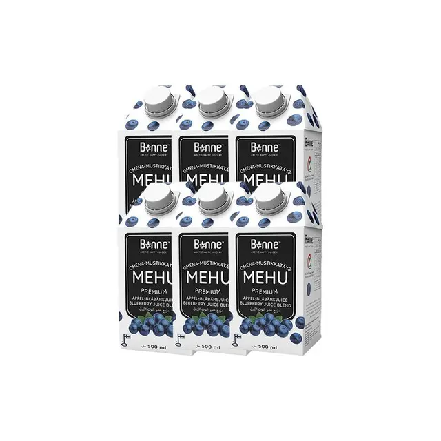 Bonne芬兰苹果蓝莓汁500ml*6 饮料酸甜可口越橘汁果汁含量15%