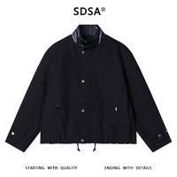SDSA男士秋冬痞帅男装复古拼皮立领夹克外套宽松百搭简约上衣