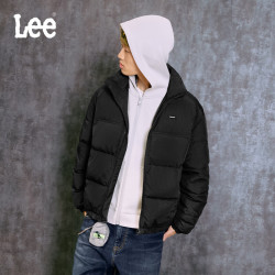 Lee 25秋冬舒适版立领小Logo徽标男女同款面包羽绒服潮流 黑色（尺码偏大，拍小一码） M