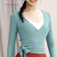 美愫（Meesu）一片式绑带罩衫瑜伽服外搭长袖上衣女秋冬时尚休闲百搭运动服 薄荷绿 M