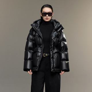 高梵黑金鹅绒服女王5.0五格2025女士泡芙加厚冬季羽绒服 黑色 XL