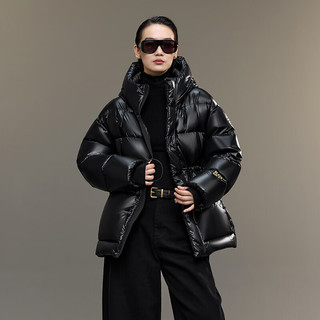 高梵黑金鹅绒服女王5.0五格2025女士泡芙加厚冬季羽绒服 黑色 XL