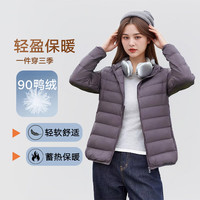 袂绒90绒排骨羽绒服女纯色内胆保暖舒适立领轻薄羽绒服短款冬季外套新 黑色(连帽款)