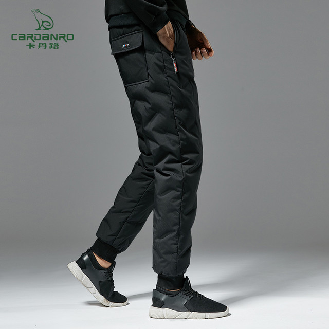 卡丹路 秋冬款男士户外运动羽绒裤外穿加厚保暖防寒休闲束脚长裤YF