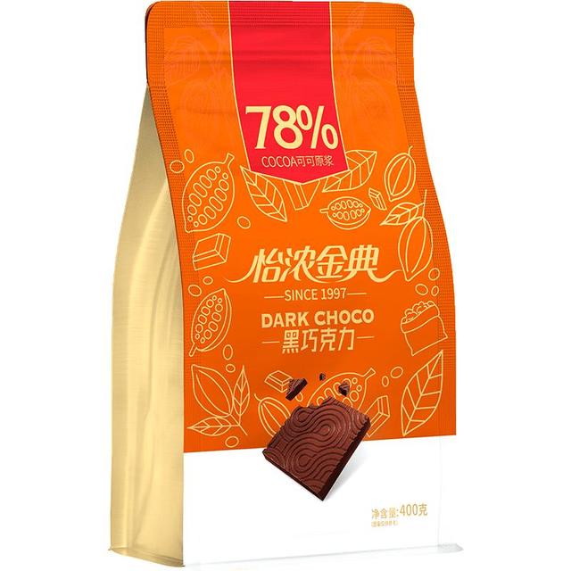 怡浓 78%可可脂黑巧克力 原味 400g 袋装