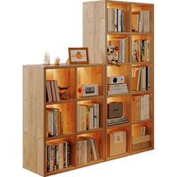 锦需全实木书架置物架落地客厅沙发隔断置物架展示收纳储物柜家用书柜 【3层带柜门】60x30x90cm