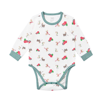 nest designs圣诞系列婴儿包屁衣长袖和尚衣秋冬连体纯棉宝宝爬服 雪橇日记 100cm 套头款（身高90-102cm)